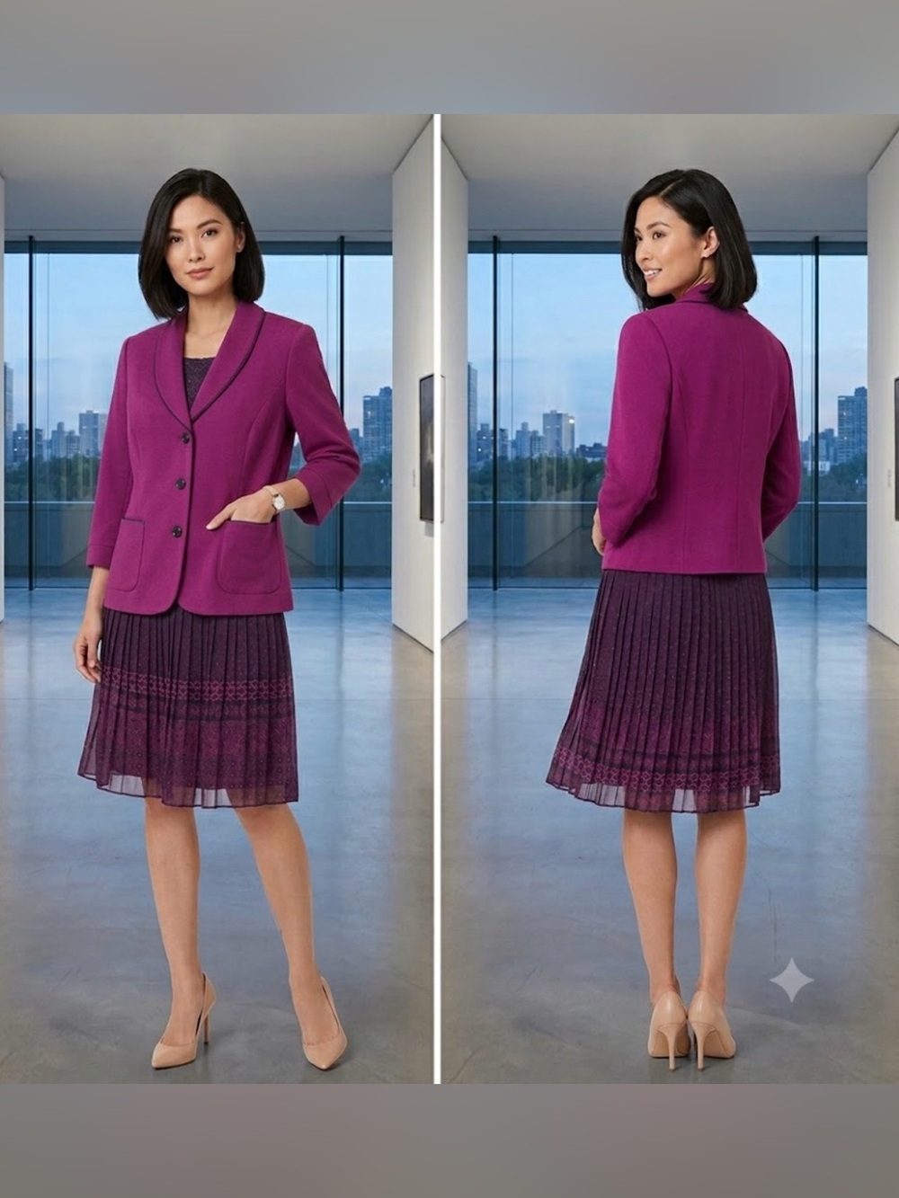 🔴2ps Magenta & Black Skirt Set-Size 16